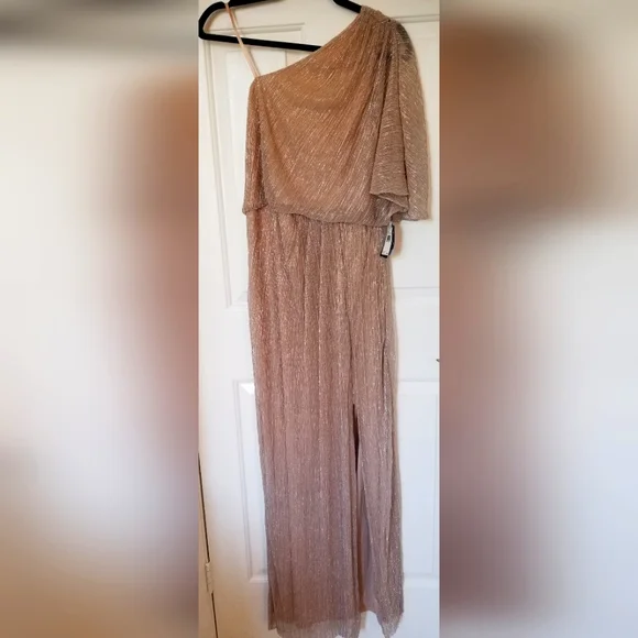 Adriana Papell Formal Metallic Mesh Gown - Picture 4 of 6